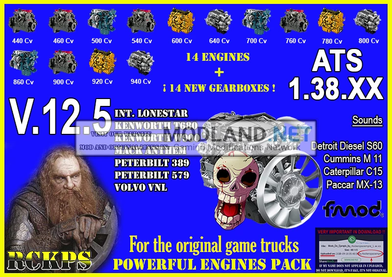 Pack Powerful engines + gearboxes V.12.5 for ATS 1.38.XX 12.5