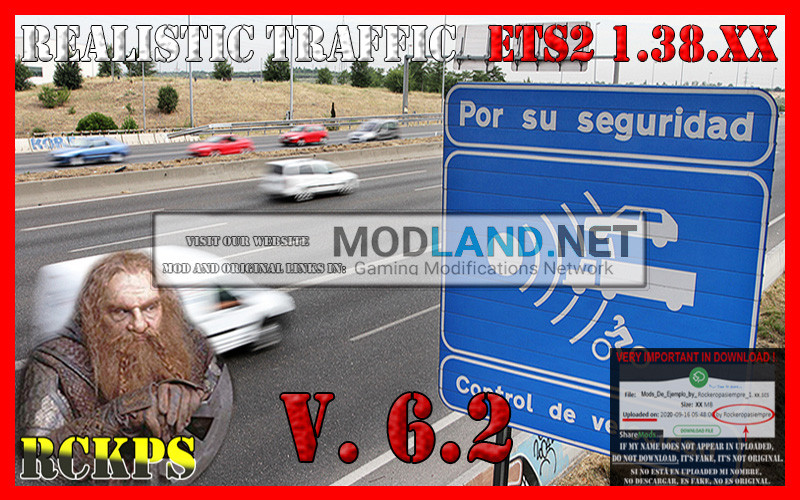 Realistic Traffic 6.2 For Euro Truck Simulator 2 V.1.38.XX