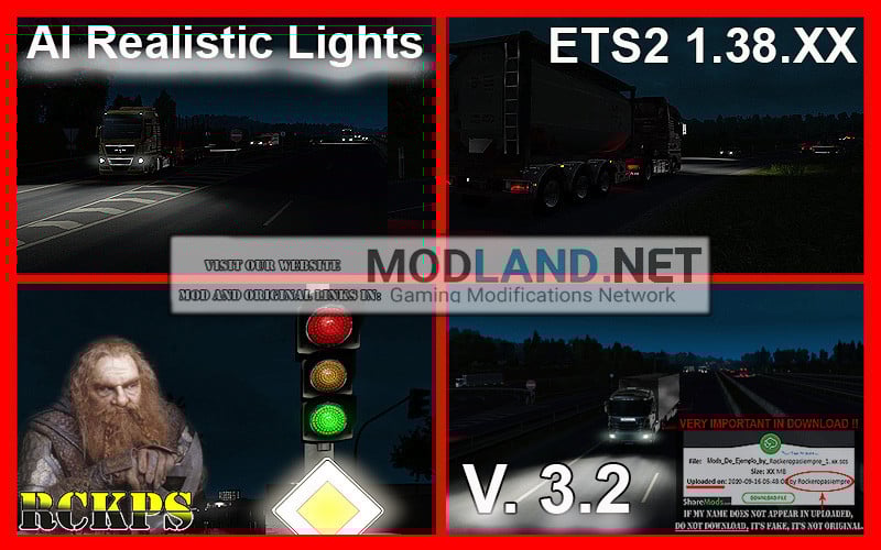 AI Realistic lights V. 3.2 For ETS2 1.38.XX