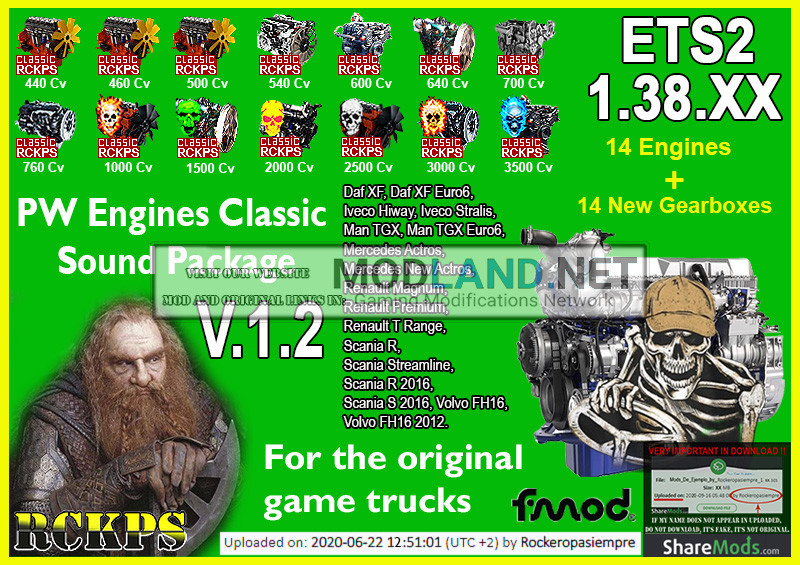 PW Engines Classic Sounds Pack V.1.2 para ETS2 1.38.XX