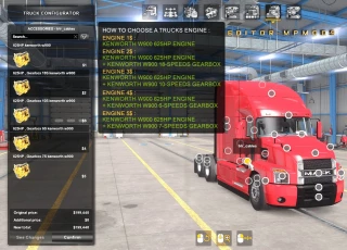Kenworth W900 625HP Engine And Gearbox For All Trucks For Multiplayer ATS 1.38 v1.1 thumbnail 3