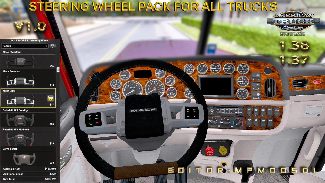 Steering Wheel Pack For All Trucks For ATS Multiplayer 1.37 And 1.38 v1.0