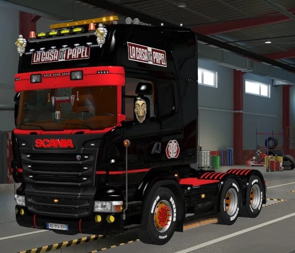 Skin Scania RJL Lacasa de papel czarny 1 - ETS 2