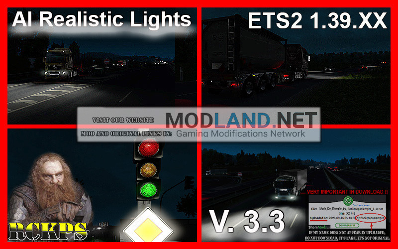 AI Realistic lights V. 3.3 For ETS2 1.39.XX