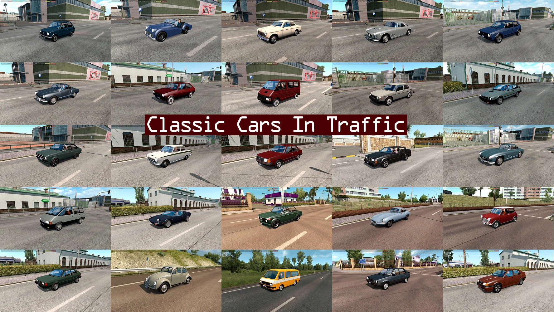 ETS2: GTA V Classic Cars in Traffic Pack v1.9.2 [1.41.x] v 1.9.4 Trucks,  Mods, Other, AI Mod für Eurotruck Simulator 2