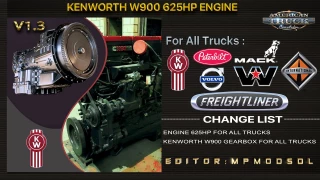 Kenworth W900 625HP Engine For All Trucks Mod For ATS Multiplayer 1.39 v1.3 thumbnail 2