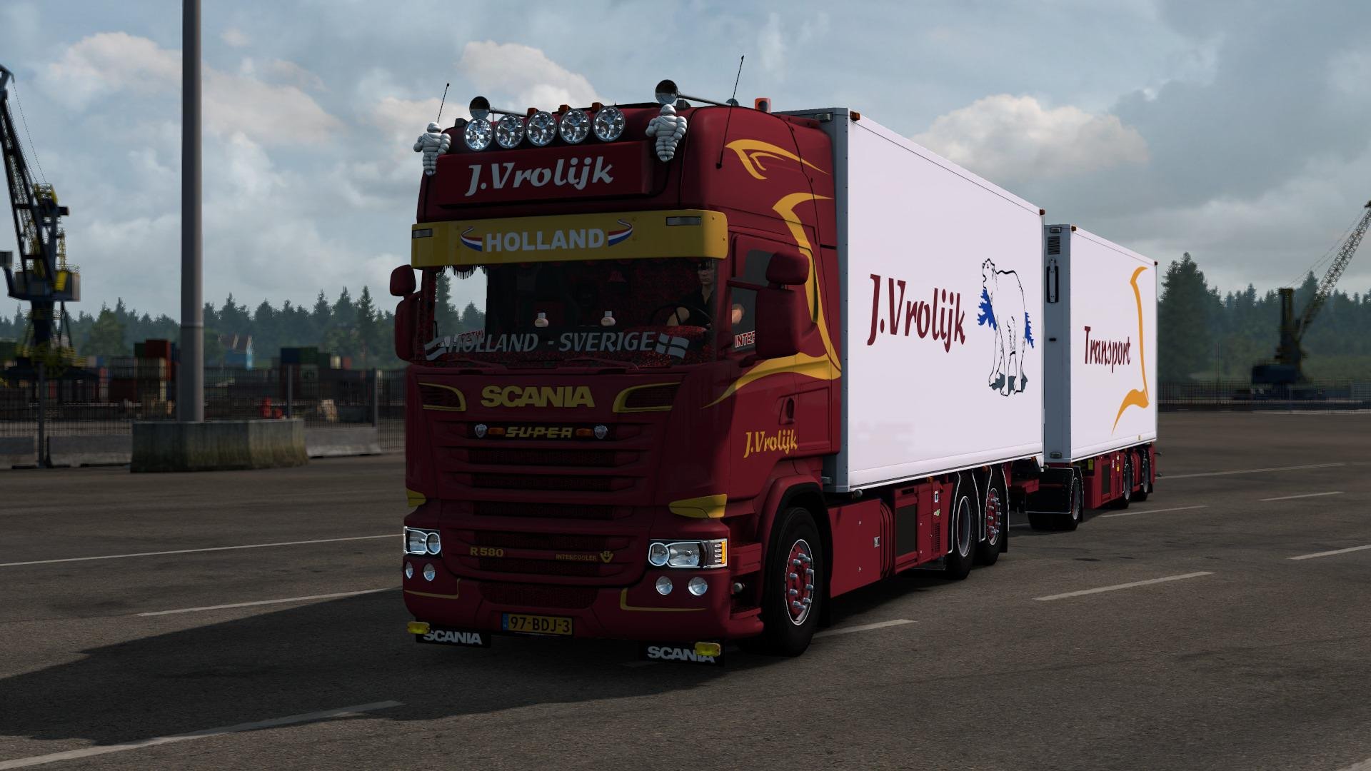 Scania R580 J.Vrolijk Transport + Trailer 1 - ETS 2