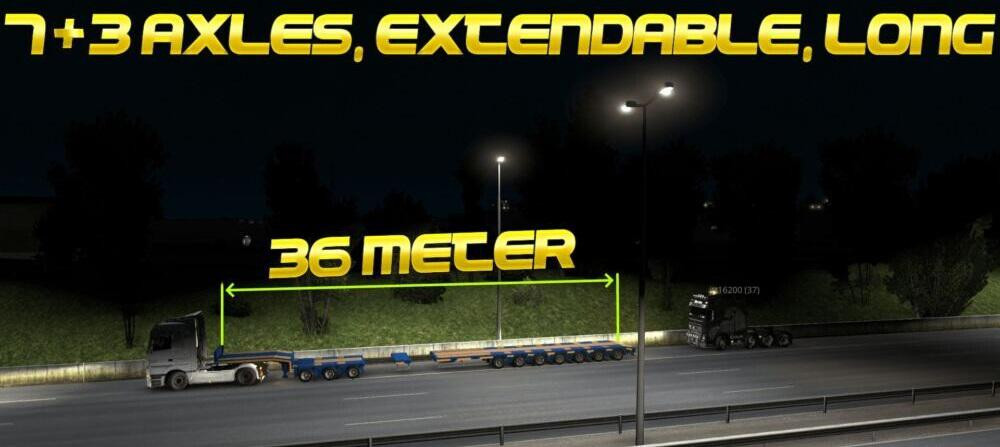 Long Low Bed (7+3 Axles, Extendable, Long) FOR MULTIPLAYER