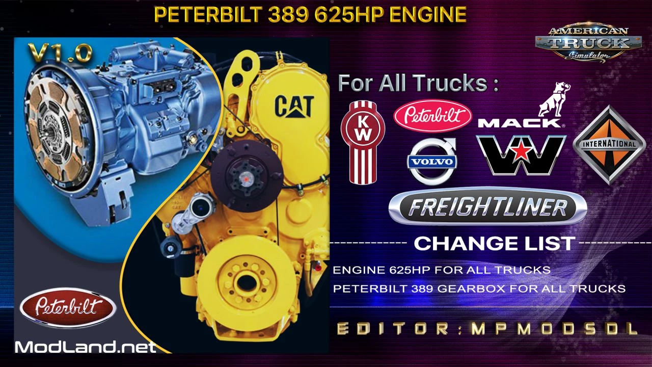 Peterbilt 389 625HP Engine For All Trucks Mod For ATS Multiplayer 1.39 v1.0