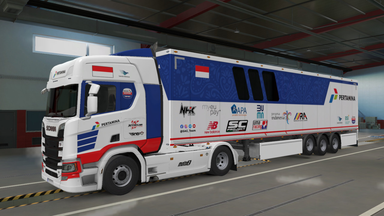 Pertamina Mandalika SAG team Livery Combo Pack for Next Gen R and Mercy Actros