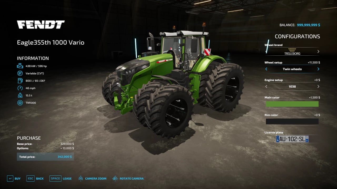 FS22 Fendt 1000 Vario Tractor