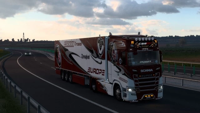 Skin Trans Europe on truck Mercedes-Benz for Euro Truck Simulator 2