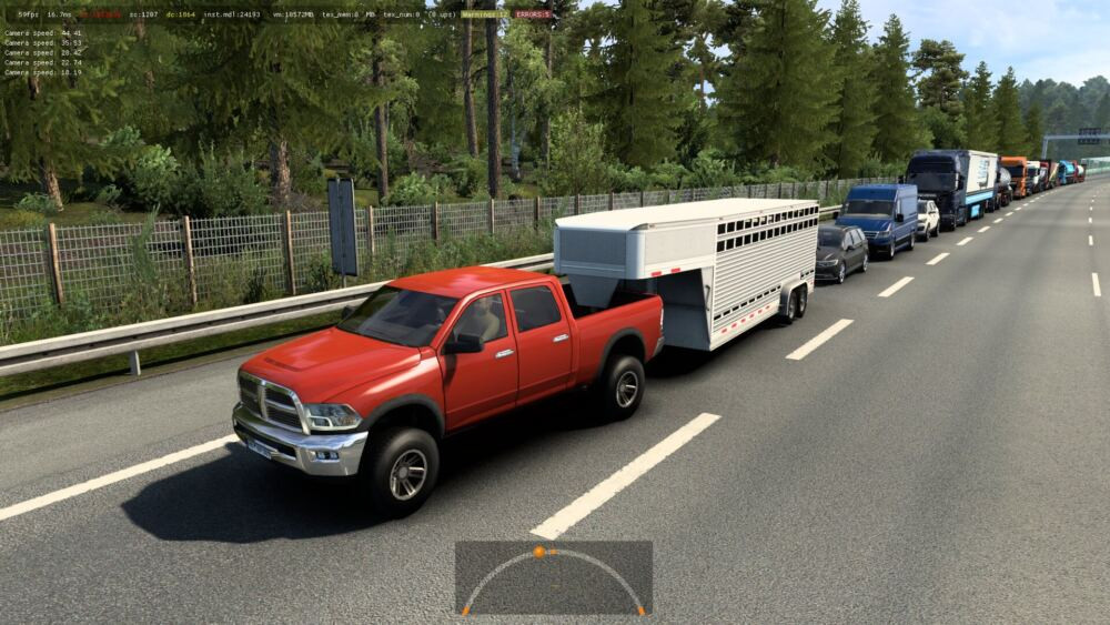 Dodge Ram 2500 + Trailers Hauler and Livestock in Traffic