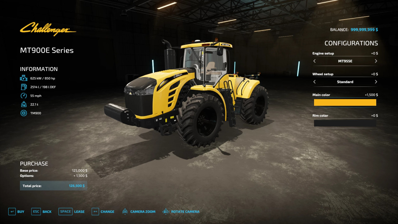FS22 Challenger MT900E Tractor v .1.3 Update