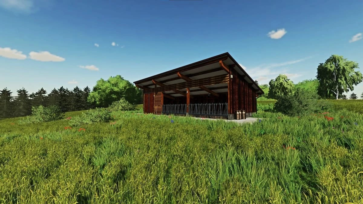 Small Cattle Barn With Manure Heap