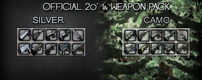 SILVER/CAMO 20'LA Weapon Pack