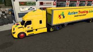 Autism Trucking Paintjob for Freightliner Cascading Sleeper XT and 48' Box Trailer v1.00 thumbnail 5