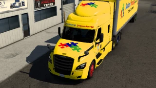 Autism Trucking Paintjob for Freightliner Cascading Sleeper XT and 48' Box Trailer v1.00 thumbnail 4