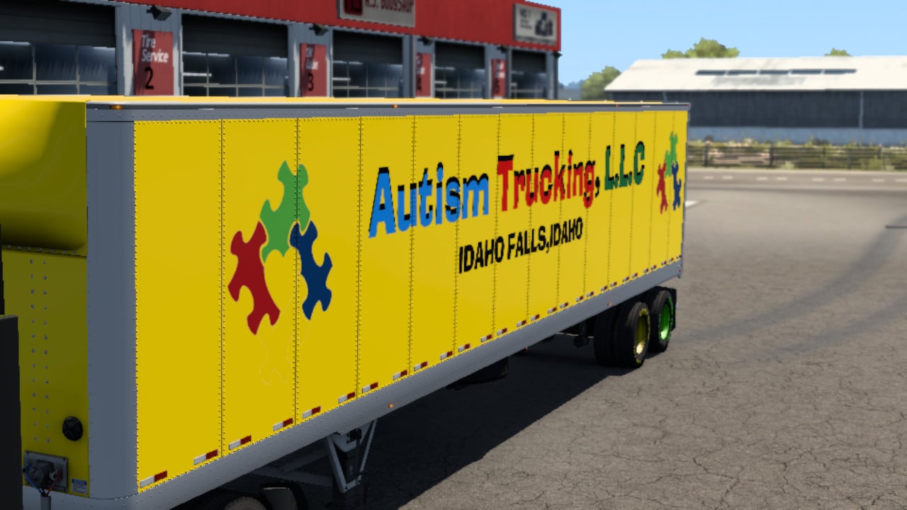 Autism Trucking Paintjob for Freightliner Cascading Sleeper XT and 48' Box Trailer