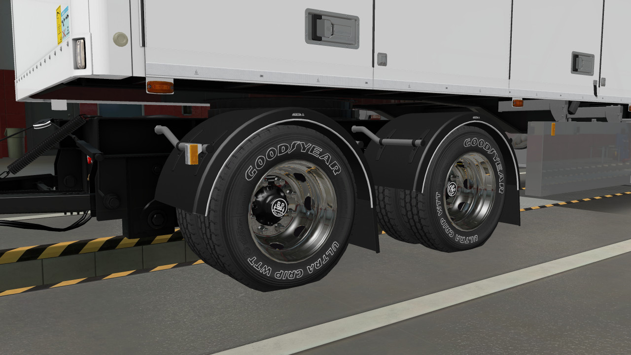 Trailer wheels white tire text