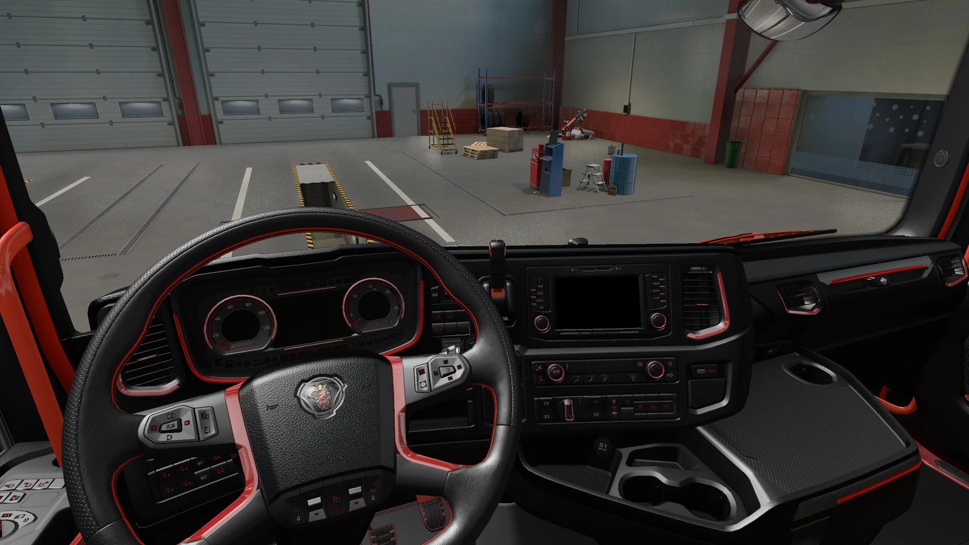 Interior (Dark-red) Scania R/S + dashboard 1.0