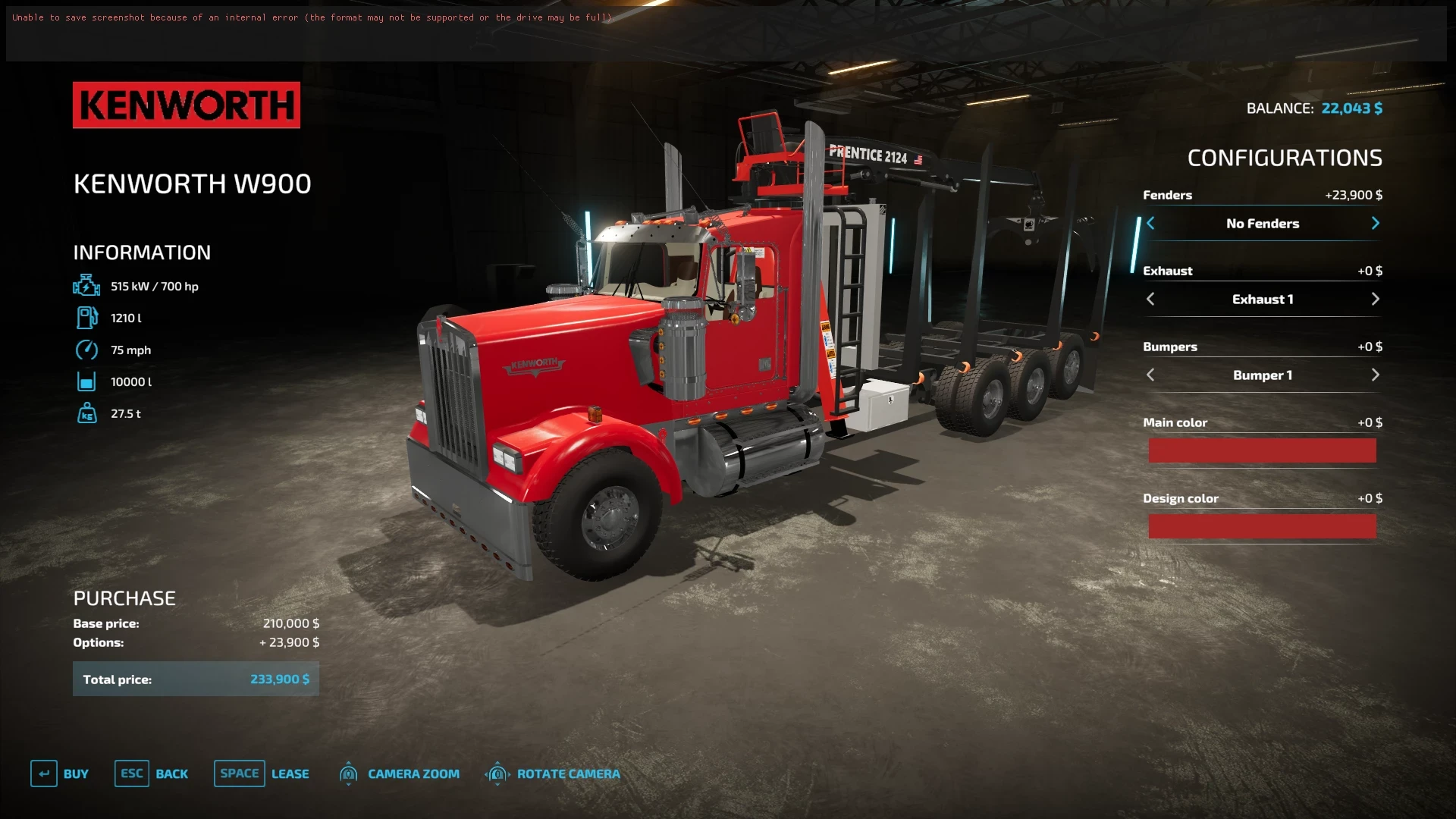 kenworth w900 log truck - FS 22