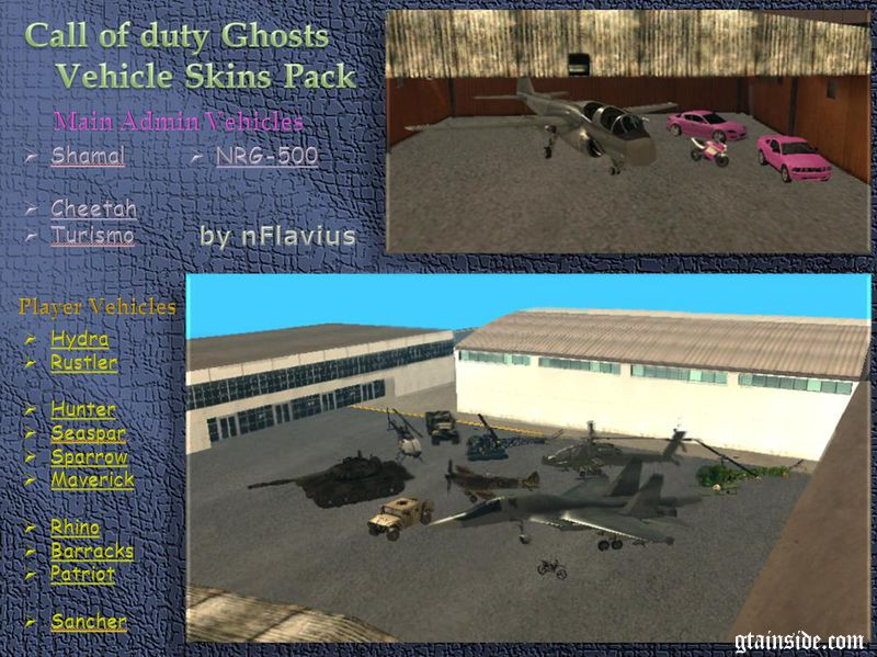 CoD Ghosts Vehicles Skins Pack