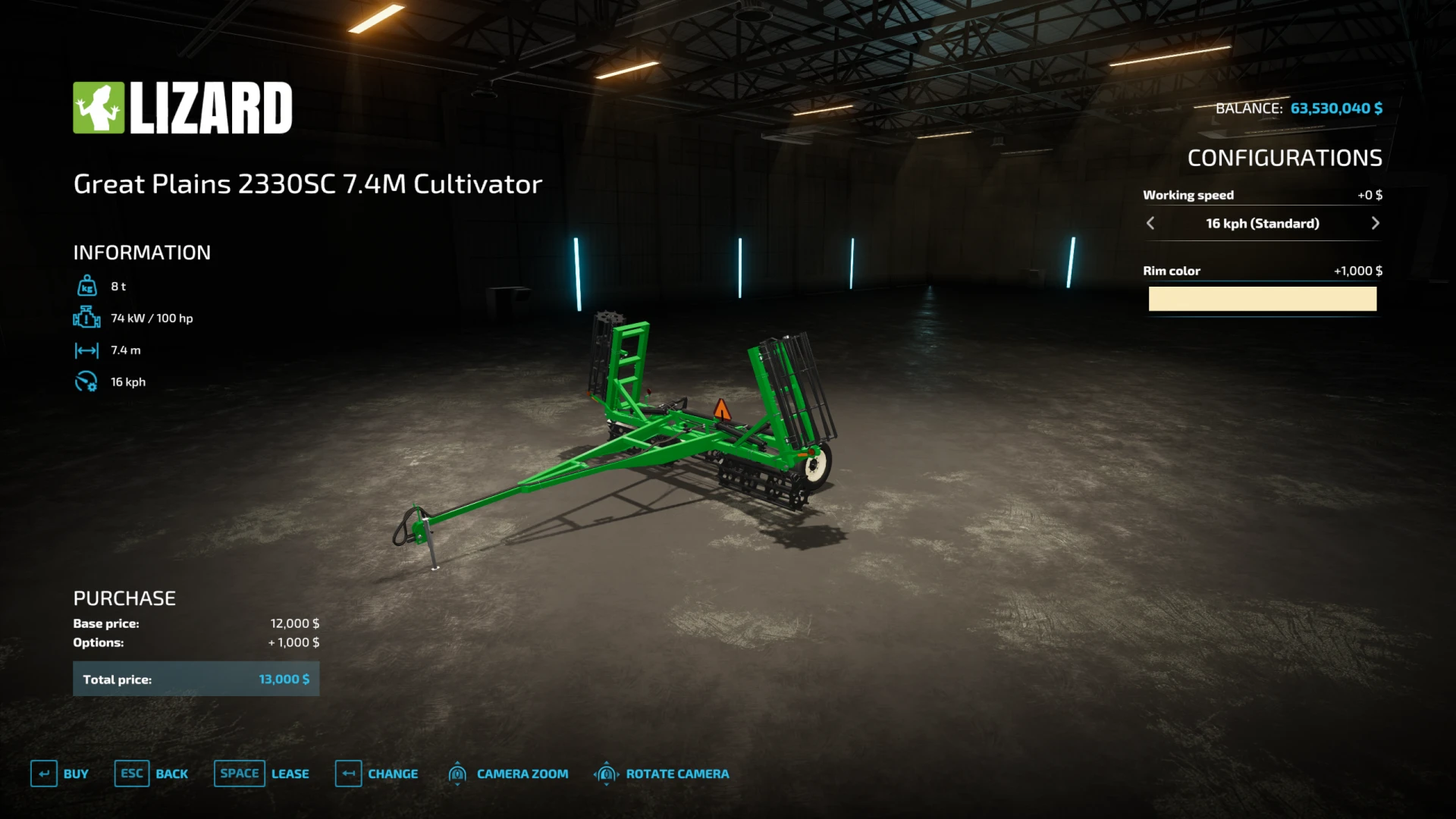 Great Plains 2330SC Roller/Cultivator 7.4 M Converted from FS19 1.0.0